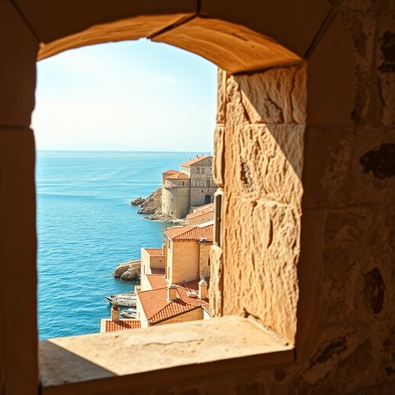 Pogled kroz kameni prozor Dubrovnika na jadransko more
